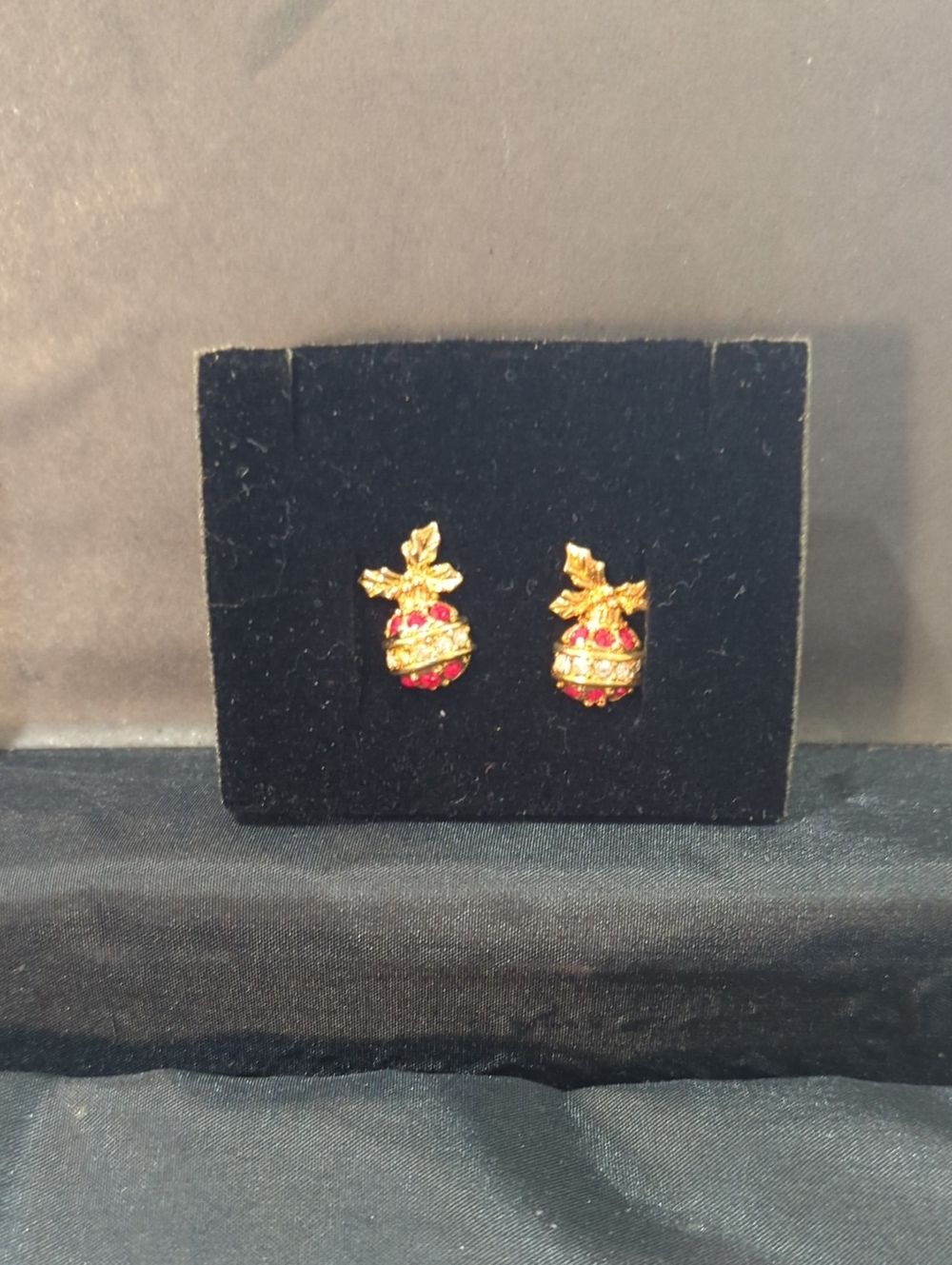 Red Crystal Christmas Ornament Stud Earrings